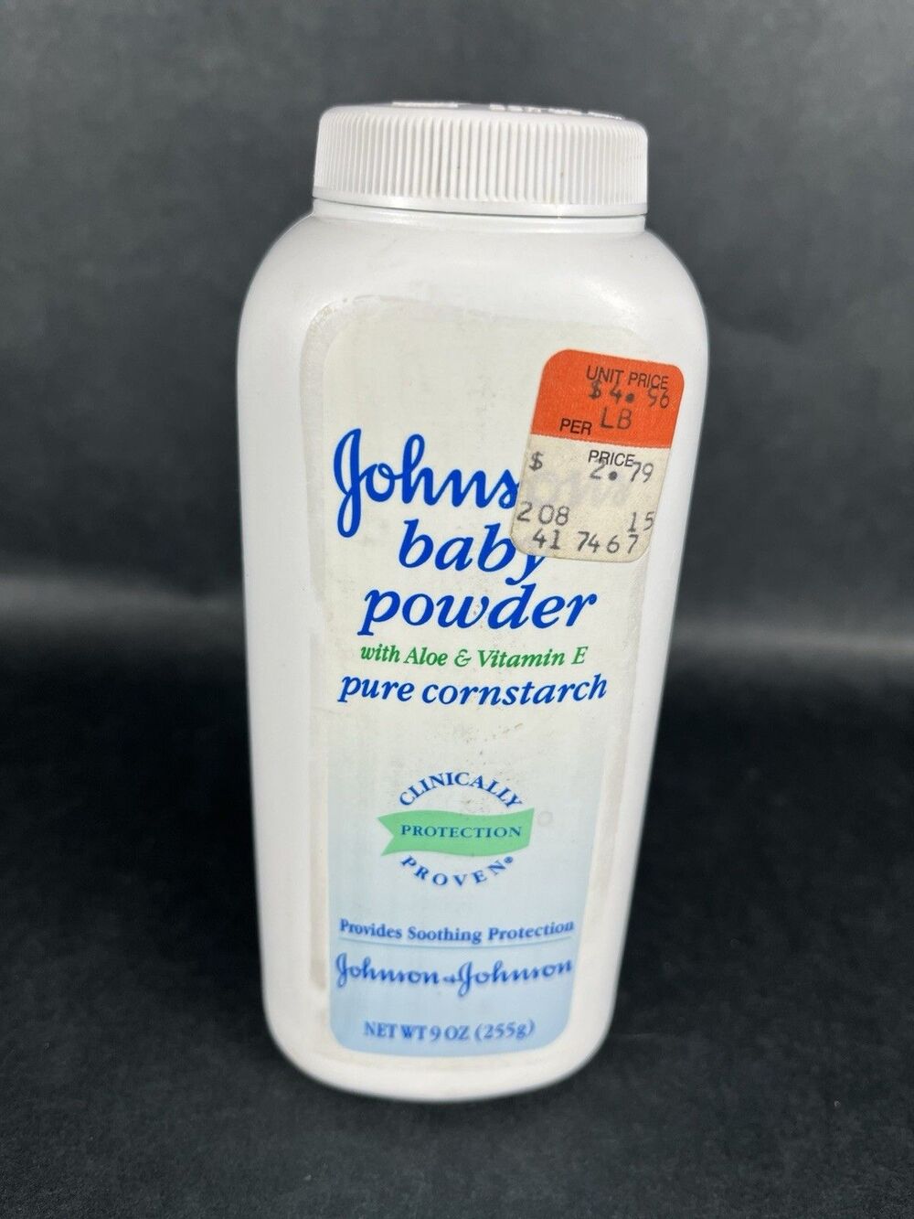 HTF VTG 1988 Johnson's Baby Powder 9oz Pure Cornstarch Aloe & Vit E MADE IN‎ USA